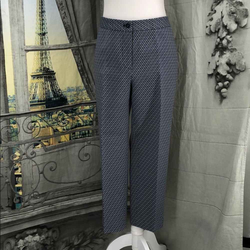 J. McLaughlin Blue Brocade Crop Pants Size 12
